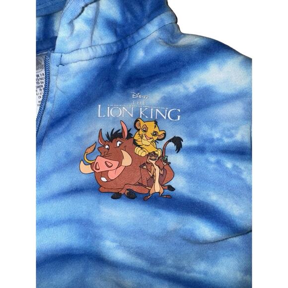 Disney Lion King Run Wild Hoodie Kids 7/8 Blue Tie Dye Simba Timon Pumbaa Retro - Picture 3 of 10